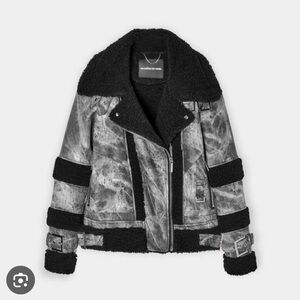 Maniere De Voir Black Shearling Jacket